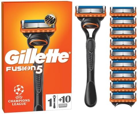 Gillette Fusion5 Razor for Men, 1 Gillette Razor, 10 Blade Refills