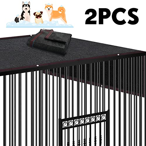 Kinlop 2 Pieces Dog Kennel Shade Cover 10 X 10 Ft High Density Dog Cage Summer Sunblock Shading Cloth With Grommets For Outdoor Dog House Large Pet Crate #TOP4