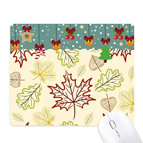 Tapis de souris Thanksgiving aux finitions soignées et motif feuilles de Noël