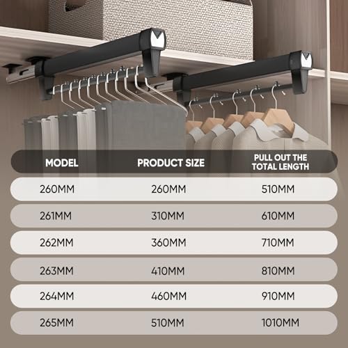 Ausziehbare Kleiderstange,Kleiderstange Ausziehbar 26-61CM,HosenaufhäNgung Ausziehbar,Speicherplatz Sparen Perfekt für Kleine SchräNke,Kleidung und Hosen Organisieren (31CM Verbesserte Version)