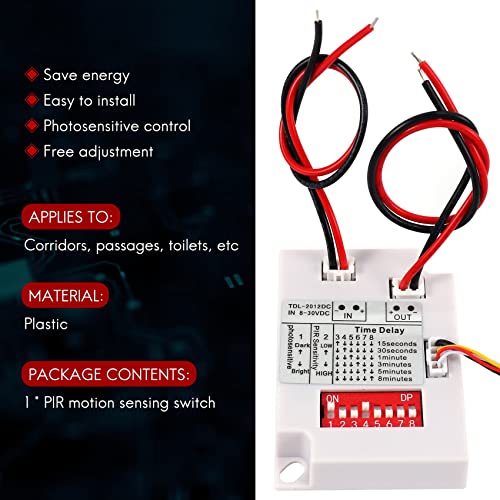 Jevina 12V 24V PIR Bewegung Sensor Schalter IR Infrarot Induktion Zeit VerzöGerung Relais Schalter Korridor LED Licht Timer Schalter