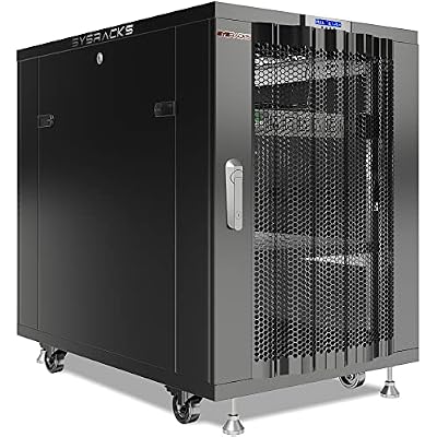 Sysracks 18U Server Rack Cabinet, 39 Deep 19 Floor Standing Enclosed Network Rack for Home Lab, NAS, UPS & AV Gear, Vented Doors, 4 Fans, PDU, Shelf, 1600 lb Capacity