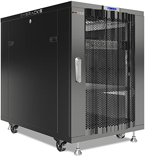 Sysracks Server Rack - 39 Inch Deep - Server Cabinet - on Wheels - Locking Network - Networking Enclosure - Lockable Vented Doors - PDU - LCD-Screen - Thermostat - 4 X Fans (18U (24 w x39 d x42 h))