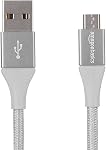 Amazon Basics Double Braided Nylon USB 2.0 A to Micro B Charger Cable | 6 Feet, Dark Grey