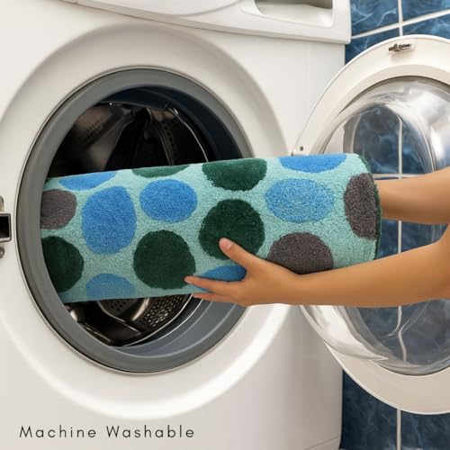 Image of SANMARINO Luxurious 2000 GSM Microfiber Bath Mat | Super Soft, Thick & Fluffy | Anti-Skid, Super Absorbent, Machine Washable Bathroom /Bedroom /Kitchen /Door Mat (40x60 cm, Pack of 1) Aqua & Grey