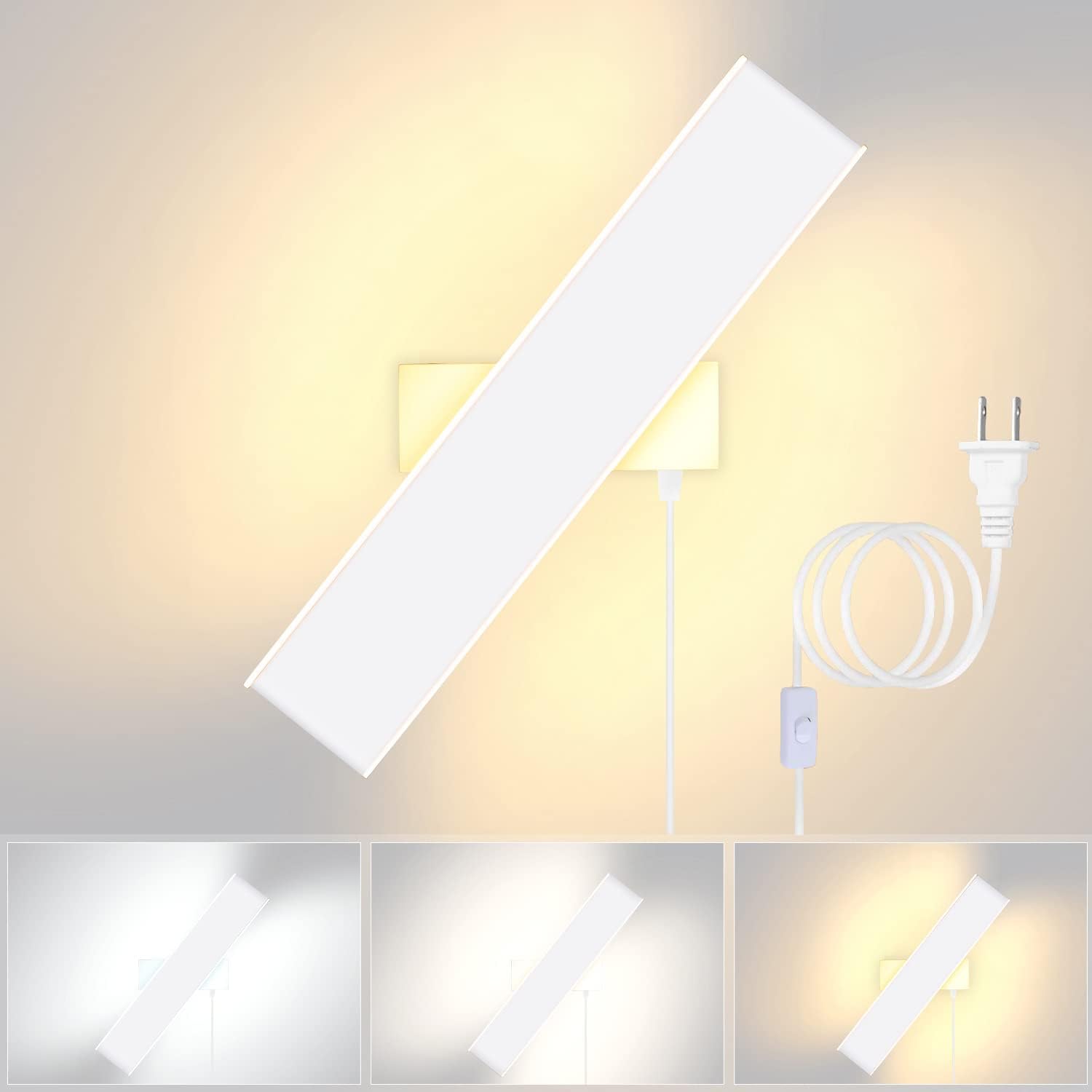 Lightess ブラケットライト コンセント式 Led ウォールライト 壁付け照明 工事不要 三つ色温度変換 角度調整可能 間接照明 配線工事不要 ナイトライト ミニライト 常夜灯 授乳灯 壁取付ランプ On Offスイッチ付き アンティーク調 省エネ リビングルーム ベッドルーム 廊下
