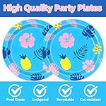 40Pcs Cartoon Blue Theme Birthday Party Supplies Hawaii Tropical Leaves Plates and Napkins Party Supplies for Baby Shower Decorations Cartoon Birthday Decorations - Image 3