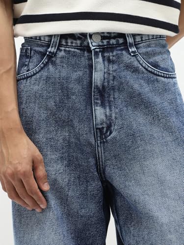 Image of Urbano Fashion Men's Loose Baggy Fit Cut and Sew Panelled Jeans Non-Stretchable