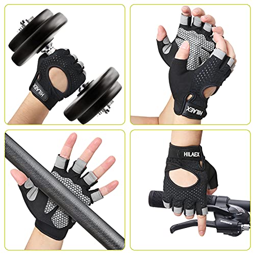 Hilaex Breathable Workout Gloves Gym Gloves For Weight Lifting Exercise Fitness Training Cycling Sports Gloves Men & Women (Black-1, S) #TOP6