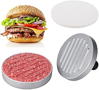 LAKEDO Burger Press Machine with 100 Wax Disc Papers - Nonstick Aluminum Hamburger Patty Maker - Burger Press Set for Making Burger Patty