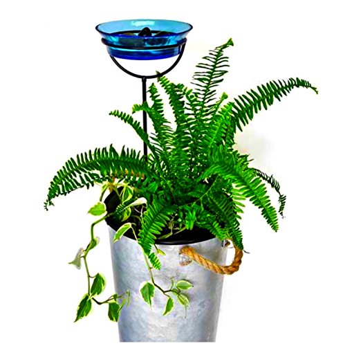 Romantic Decor and More Cuban Mosaic Garden Stake Birdbath Feeder G467VF Recycled Glass Birdseed Mealworm Bowl Container with Adjustable Height Stake - Aqua - Thumbnail 7
