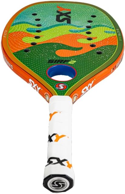 Orange Sirf 2 Sexy Brand Beach Tennis Paddle - High-Performance G-Carbon Face & Frame, Mid Soft EVA Core, SXY Power ORB & Convex LZR Hole System - Perfect for Beginners to Advanced Players