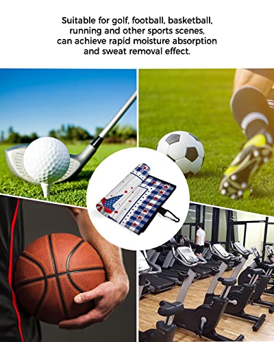 Golf Towel Microfiber Waffle Pattern Towel With Carabiner Clip,4Th Of July Usa Flag Plank Pentagram Blue Plaid Golf Towels For Man Cleaner For Golf Bags,Stars Seamless Golf Towel Accessories 24X16In #TOP5