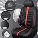 CAR PASS 3D Air Mesh Seat Covers for Car, Leather Car Seat Cover Front Seats,Breathable Foam Premium Leather Mesh Front Seat Covers Universal Fit for Cars Sedans Trucks Vans SUVs, Black Red