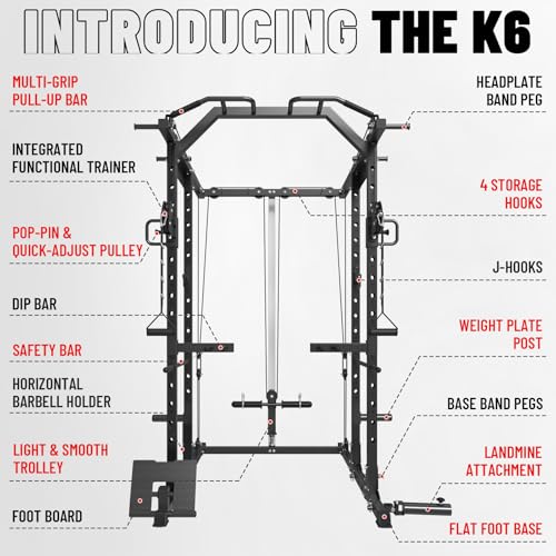 Mikolo Power Cage, Power Rack with Cable Crossover System, 1500LBS Squat Rack with LAT Pull Down System, Workout Cage with Pulley System for Fitness Home Gym - Image 4