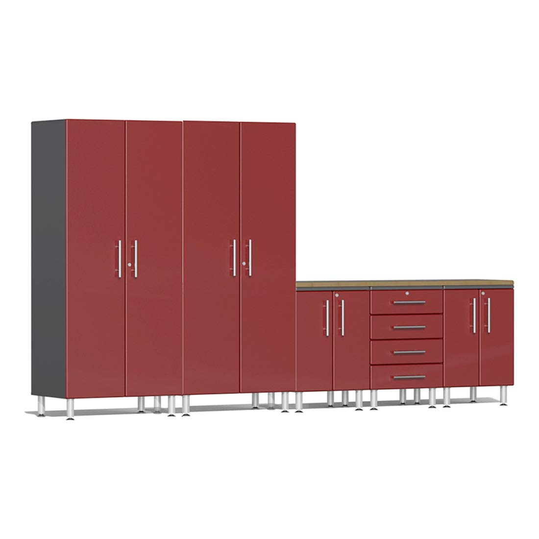Ulti-MATE UG20062R 6-Piece Cabinet Kit with Bamboo Worktop in Ruby Red Metallic