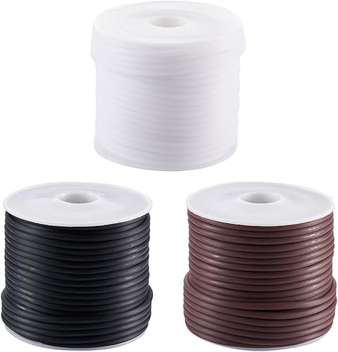 PH PandaHall RCOR-CD0001-02-Yilisi - 3 rollos de cuerdas de peluquero para tejer de goma, para sujetar puntadas, tubo hueco de 0.07 pulgadas,