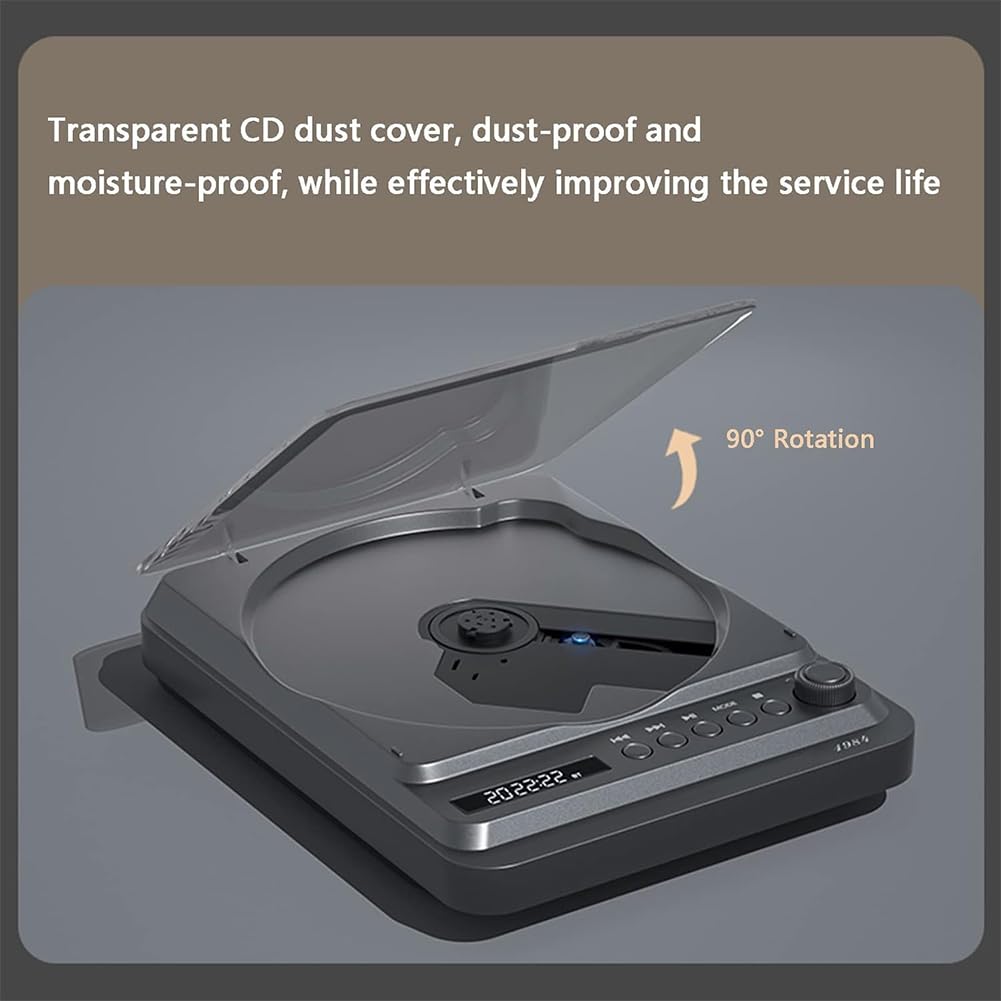 QUTBAG Lettore CD Desktop Portatile, Lettore Musicale Retro Compact Disc con Jack per Cavo Audio da 3,5 mm, Supporto Cavo AUX in e USB, Telecomando, qualità Audio Senza Perdita di Dati C