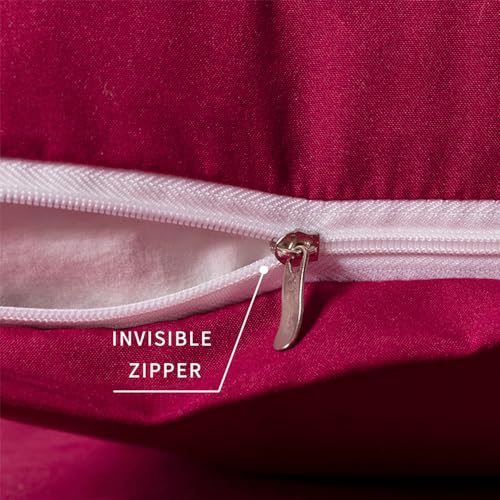 Image of 2 Pack Microfiber Zipper Pillowcases, Soft Comfortable Not Shrink Wine Red Pillow Case, Standard Pillow Cases Set of 2 (20x26 Inches)
