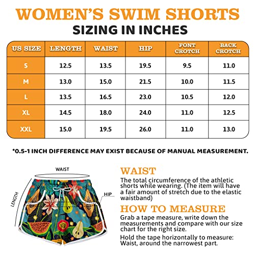 Highhood Women Swim Shorts With Pockets Hawaiian Swimwear Bottoms Quick Dry Floral Board Shorts (Fruit_Multicolor(New), M) #TOP1
