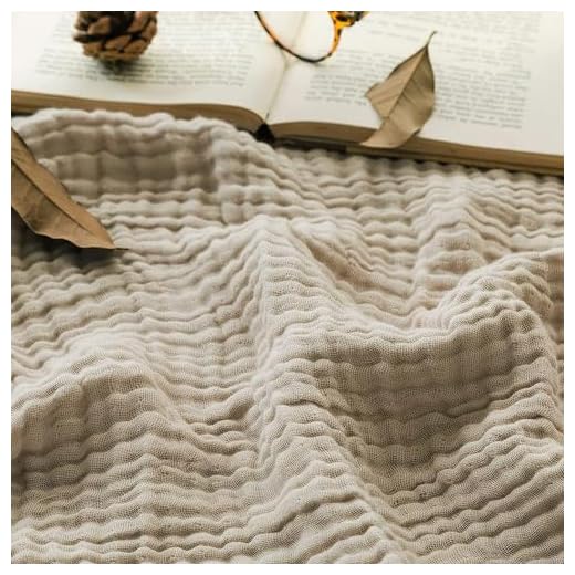 EMME Cotton Throw Blanket Large 50"x70" 100% Muslin for Couch Breathable Gauze All Season Soft and Lightweight Pre-Washed (Light Tan)