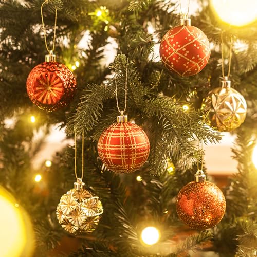 Valery Madelyn Ornamente für Weihnachtsbäume, 16 Karat, 6,9 cm, Rot und Gold, bruchsichere Weihnachtsbaumschmuck… – Ansicht 2