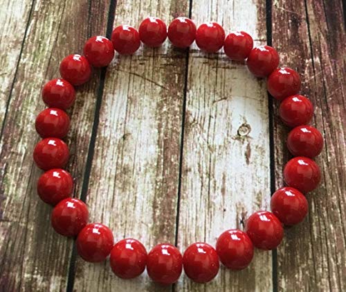 AAA++ Rare Quality Red Coral Beaded Bracelet. Chakra Bracelet. Base Chakra Bracelet. Unisex. Yoga Jewelry. Meditation Bracelet. Simple Stretch. 8mm Code- WAR11220
