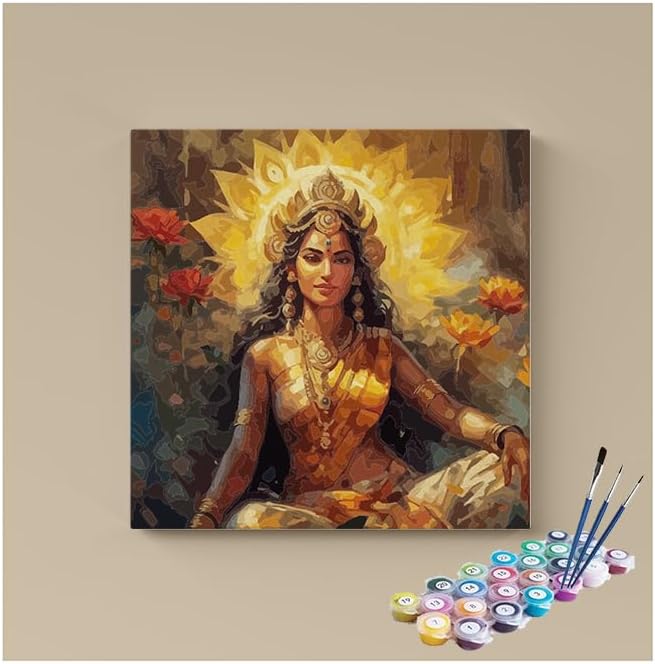 Divinity Paint Color Eazy Arts DIY Radiant Divinity: Goddess Lakshmi Paint by Numbers Kit ...