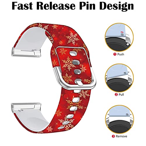 Sjiangqiao Pattern Printed cartoon Watch Bands Compatible with Fitbit Versa 4/ Versa 3/Sense 2/Sense Soft Silicone Sport Strap Wristband for Men Women. (Red Snowflake) by Sjiangqiao - Image 4