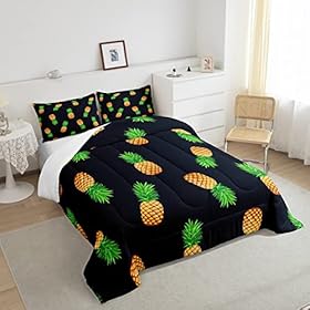 Pineapple Kids Bedding Set Full Size Tropical Fruit Print Fabric Comforter Set for Women Men Boys Fresh Pineapple Soft Lightweight Comforter Quilted Bedroom Decor Comforter Inner Fill 51BfY5LFlIL. SS280