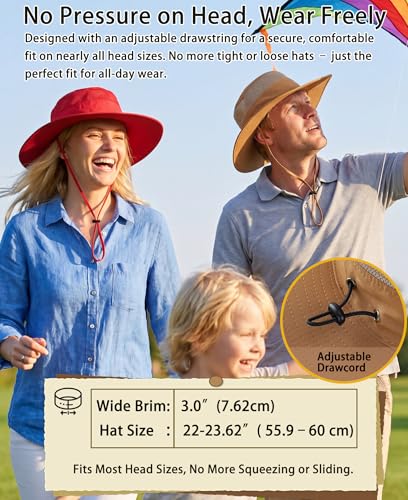 Image of Home Prefer UPF 50+ Men's Sun Hat Wide Brim Bucket Hat UV Protection Hat for Mens Womens Beach Safari Gardening Golf Fishing