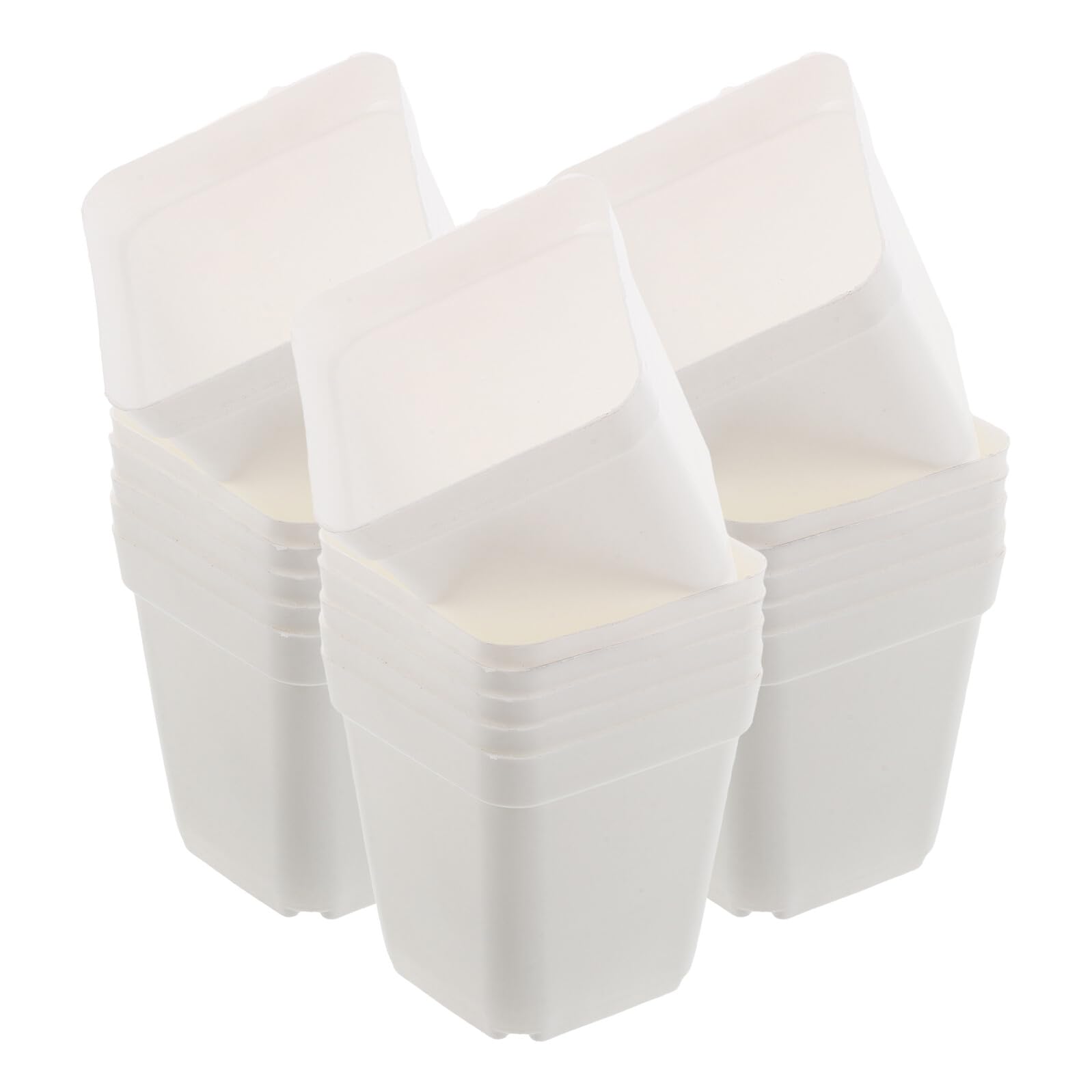 Hemobllo Lot de 100 Pots Carrés en Plastique Blanc avec Drainage Godets de Semis pour Bulbes et Plantes Grasses Jardinières Carrées Légères pour Jardinage Intérieur et Réutilisable