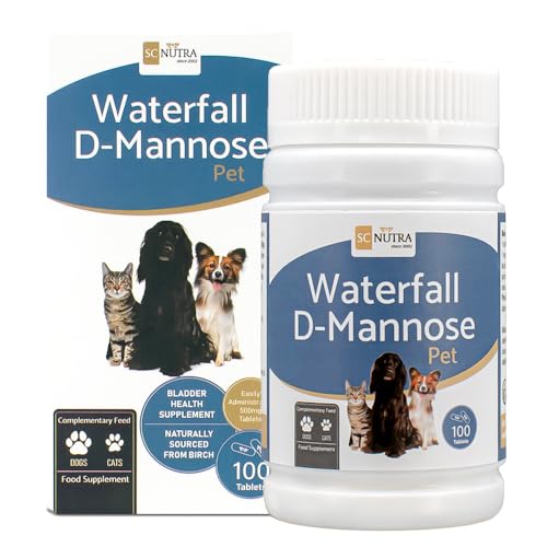 Tabletas para animales Waterfall D-Mannose - Cistitis felina e infecciones urinarias caninas - Adecuado para gatos y perros SC Nutra (Sweet Cures)