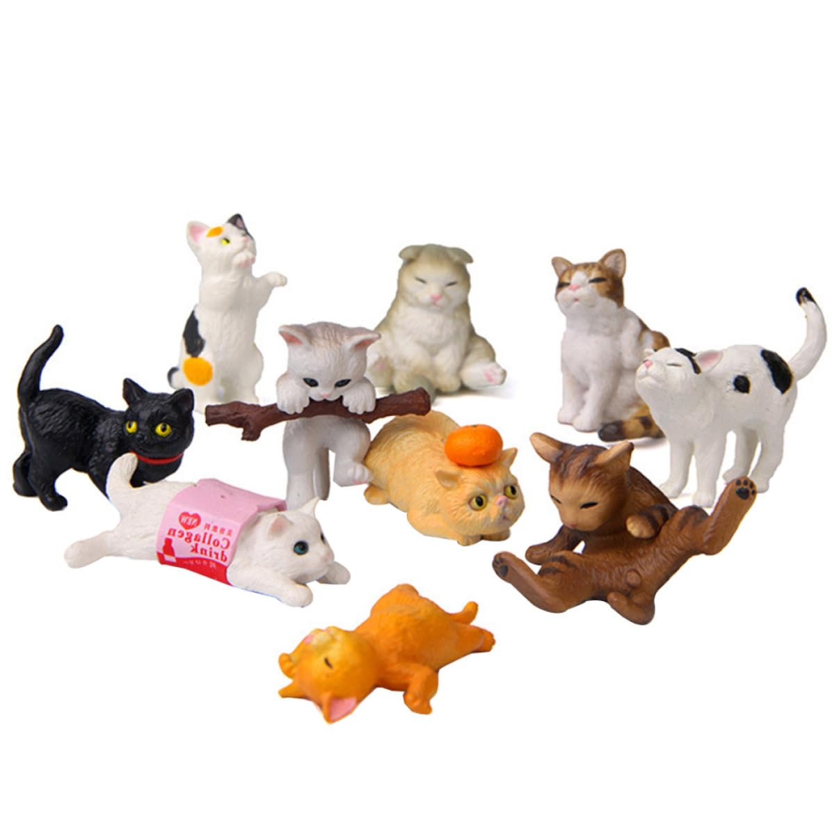Figuras de gato kawaii de tamaño mini para decoración creativa de tartas y mesas