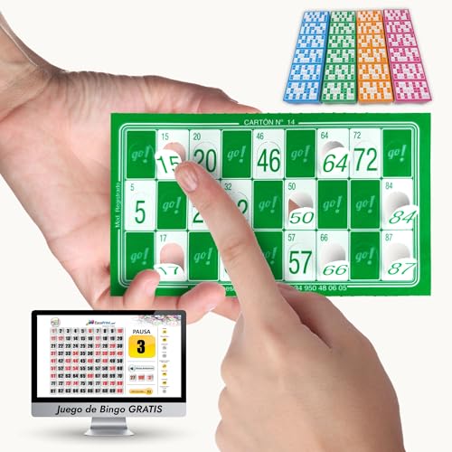 BINGO ESCOPRINT. 480/960 Cartones de Bingo Troquelados + Juego de Bingo para PC de Regalo (Verde)