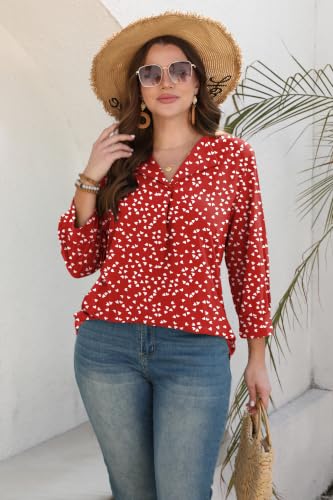 Image of WIHOLL 3 /4 Length Sleeve Womens Tops Dressy Casual Blouses Summer Spring Trendy Business Outfits Fashion Clothing