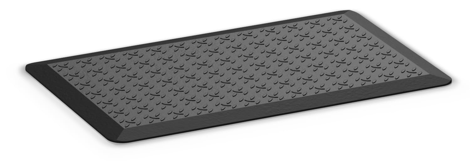 Ergolutions® Ergonomie Stehmatte - Anti-Ermüdungsmatte, rutschfest, wasserfest, PU-Schaum, Memory-Funktion, große Oberfläche, ideal für Büro und Homeoffice, ergonomisches Design, schwarz