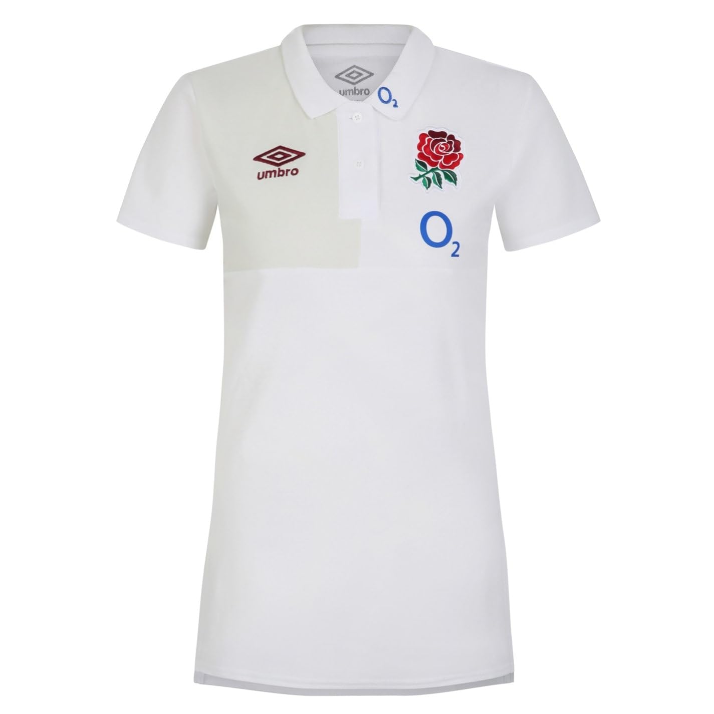 Umbro Womens England Rugby CVC Polo Shirt 2023 2024 White/Foggy Dew, 10 UK