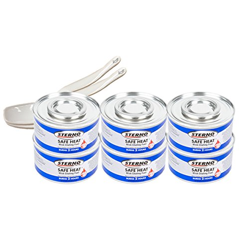 Chafing Dish Fuel 3 Cans (3.78 Oz) with Dishing Spoons Included - Long 2 Hours Burning Time for Heating Food or Meals | by Sterno (6 Pack, Safe Heat)