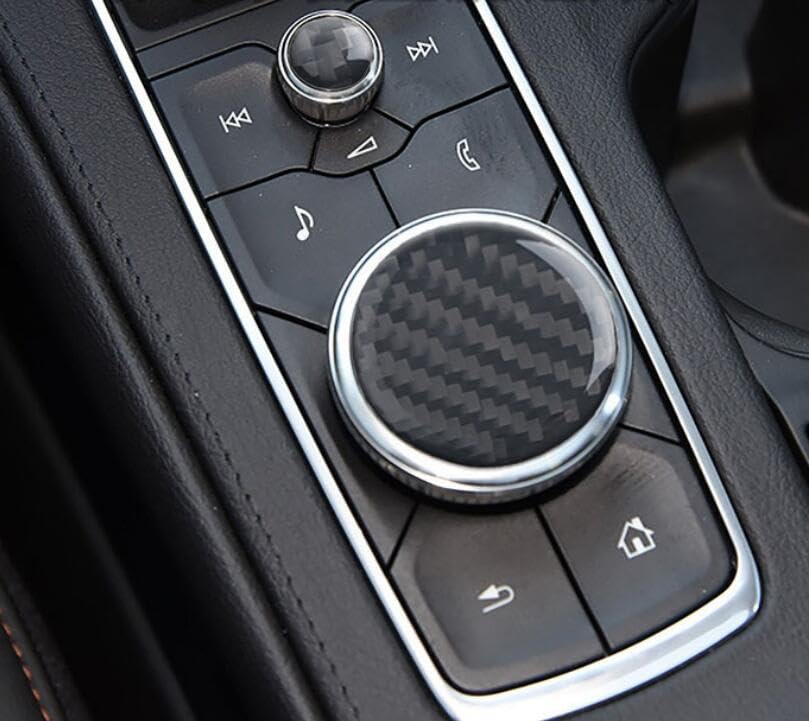 Image of Car Interior Accessories Knob Cover Carbon Fiber Decal Compatible with Cadillac XT4 XT5 CT4 CT5 CT6 (Black)