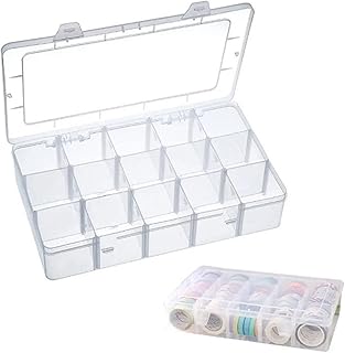 Bead Organizers and Storage, 15 Grids Removable Dividers Snap Design Washi Tape Organizer, PP Plastic Thickening Detachable Visible Clear Tackle Box, Jewelry Bead Organizer for Fish Hooks Travel