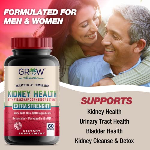 Grow Vitamin Premium Kidney Cleanse Supplement – Powerful Kidney Support Formula With Cranberry Extract Helps Support Healthy Kidneys & Urinary Tract Support– 60 Vegetarian Capsules #TOP2