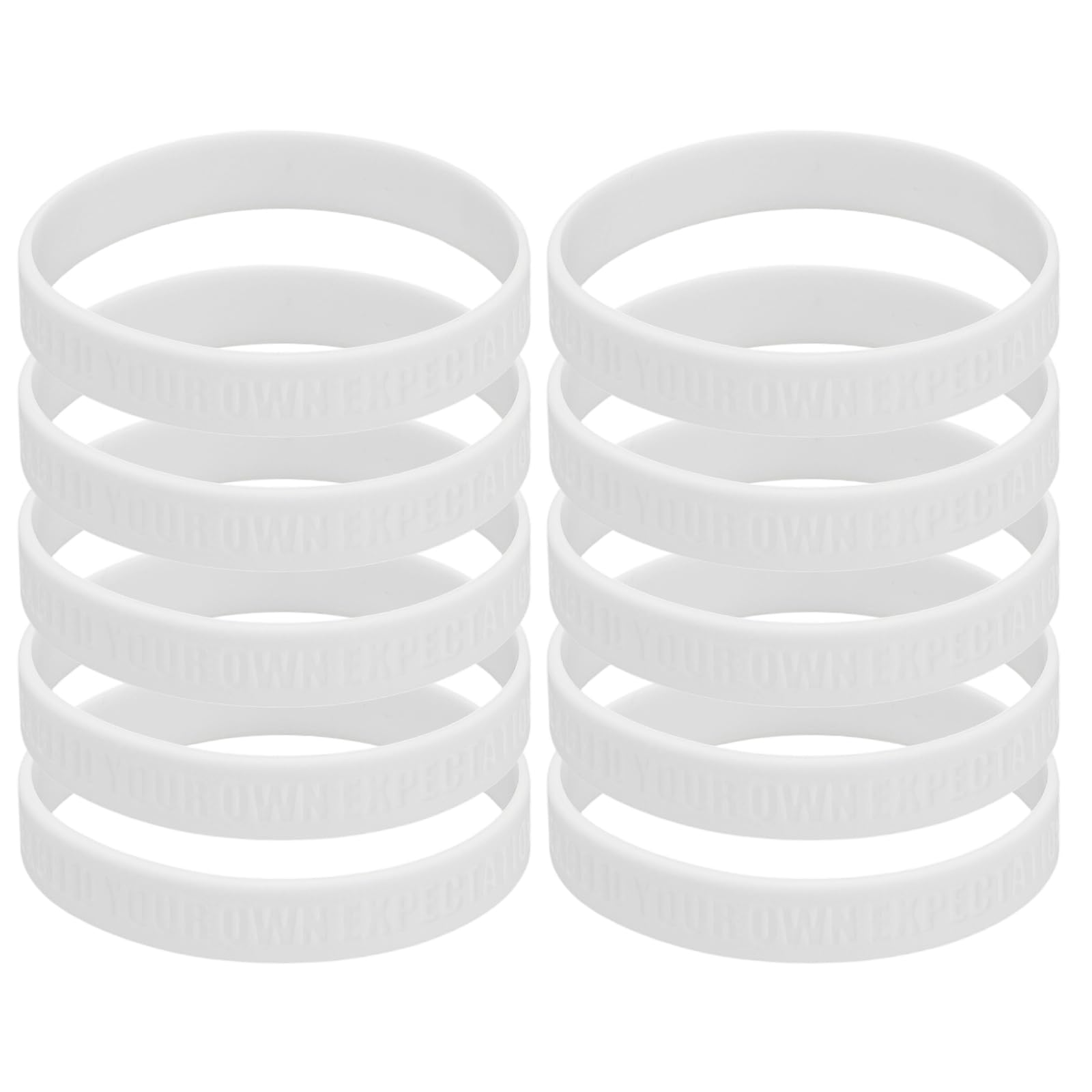 PATIKIL 10Pcs Nothing Impossible Motivational Wristbands, Personalized Bands with Text Silicone Wristbands Custom Rubber Bracelets for for Fitness Workouts Exercise Basketball, White
