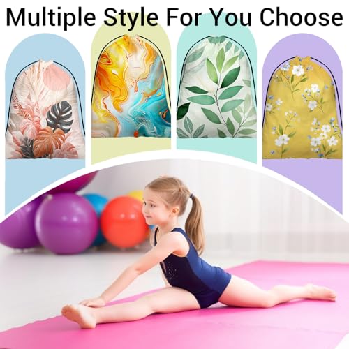 Image of Orange Green Marble Grip Bag for Gymnasts Marbling Lightweight Drawstring Gymnastics Grip Bag