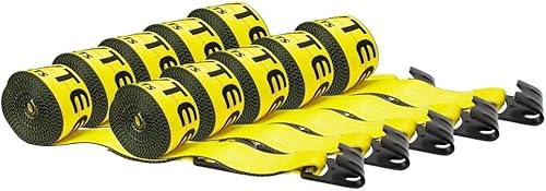 Miniatura 10 de Mytee Products Correas de cabrestante resistentes de 4 pulgadas x 40 pies con gancho plano WLL # 5400 libras  Paquete de 10 correas de amarre para