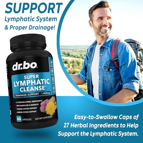 Lymphatic Drainage Supplements Pills - Lymphatic Support Total Herbal Cleanse Products with Echinacea, Ginger, Dandelion Supplement for Nodes Legs & Neck - Lymph Node Detox Cleanse System Drainage
