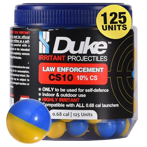 Duke LE CS10 Irritant Projectiles-Non Lethal Gun 68 Caliber Pepper Balls for Self Defense, Non Lethal Self Defense Weapons, Compatible w/Pepper Ball Launchers for Home & Personal Protection- 125Count