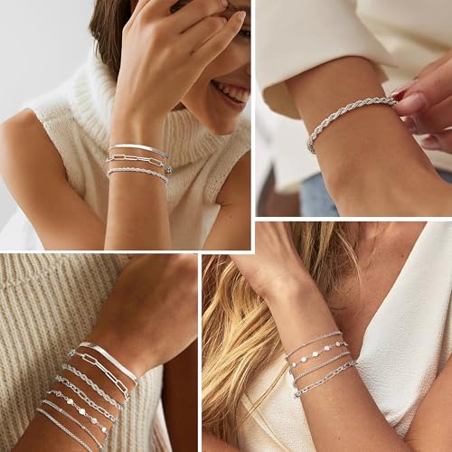 Adramata 7Pcs Pulseras Mujer Acero Inoxidable 51Bfa3NLFLL. SL1000