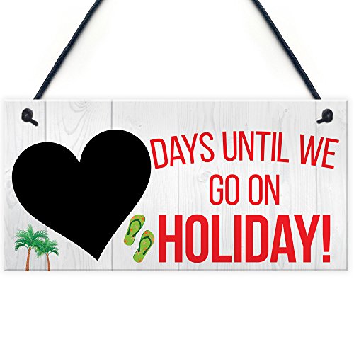 Red Ocean Chalkboard Countdown Days Until Holiday Hanging Sign Plaque Family Doorsign Gift