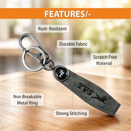 Image of Premium Keychain Compatible with TVS Bike Keys | Heavy Duty Metal Key Ring Holder | Stylish Durable Leather Key Holder | Bike Keychain For men
